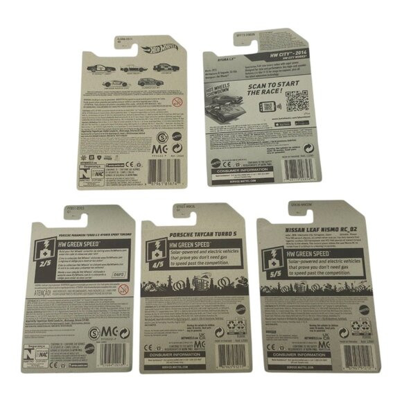 Hot Wheels Missing Logo HW City Green Speed 1:64 Scale Diecast 5 Lot Mattel NIP - Picture 2 of 12